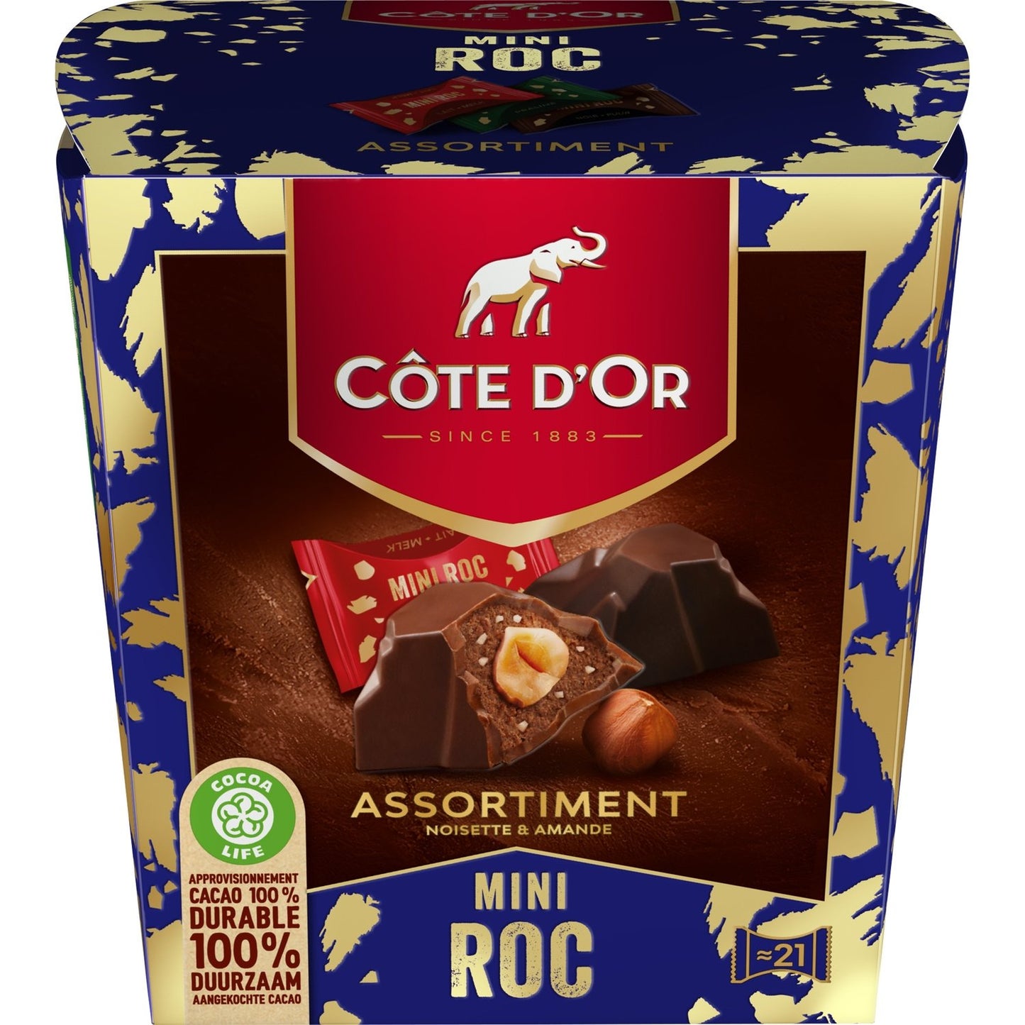 Assortiment de Chocolats Noisette et Amande, Mini Roc COTE D'OR - Gamme de Noël 2025 La boîte de 195 g