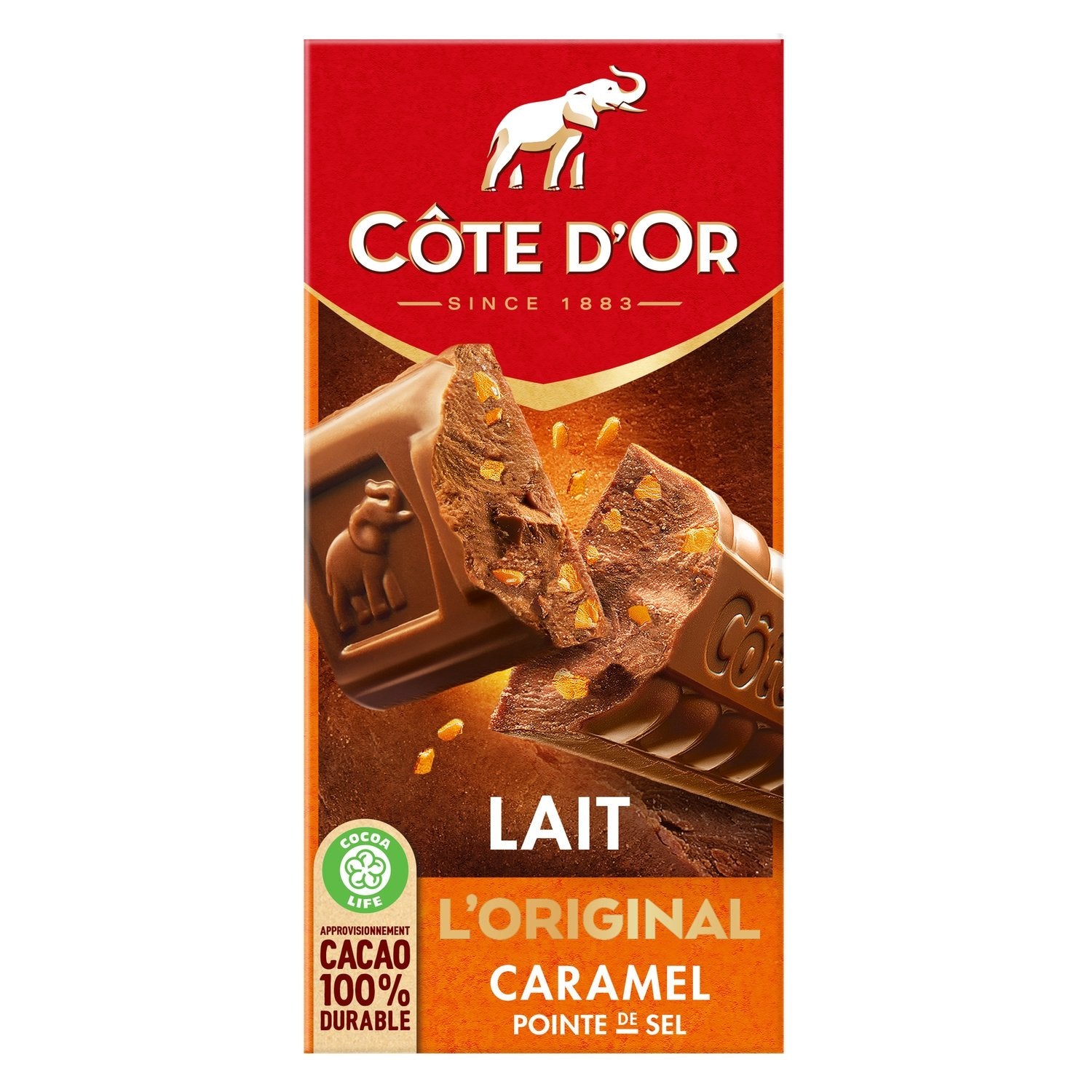 Tablette de Chocolat Lait Caramel Pointe de Sel COTE D'OR La tablette de 190 g