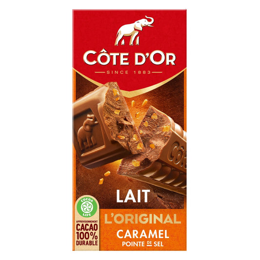 Tablette de Chocolat Lait Caramel Pointe de Sel COTE D'OR La tablette de 190 g
