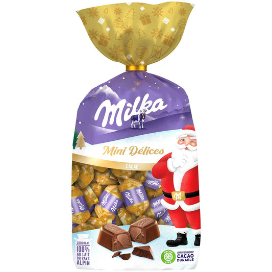 Bouchées de Chocolat Cacao Mini Délices MILKA - Gamme de Noël 2025 le sachet de 320g