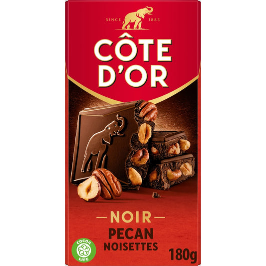 Tablette de Chocolat Noir Noisettes et Noix de Pécan COTE D'OR La tablette de 180 g