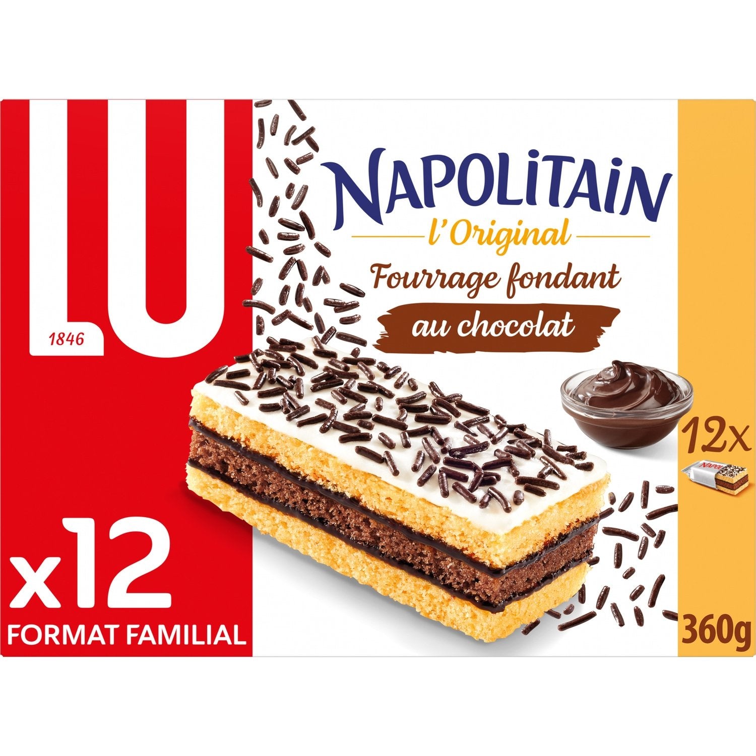 Gâteaux au Chocolat l'Original Napolitain LU La boîte de 12 sachets - 360 g