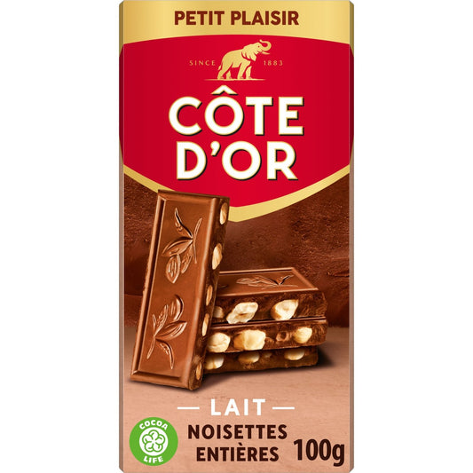 Tablette de Chocolat Lait Noisettes COTE D'OR la tablette de 100g
