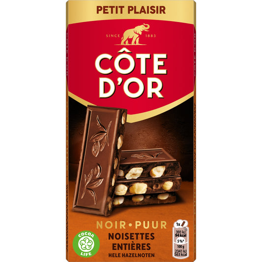 Tablette de chocolat noir noisettes COTE D'OR 