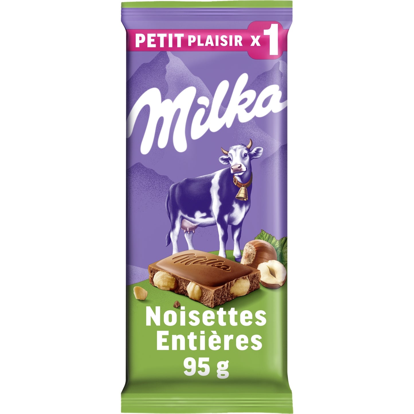 Tablette de chocolat lait noisettes entières MILKA 