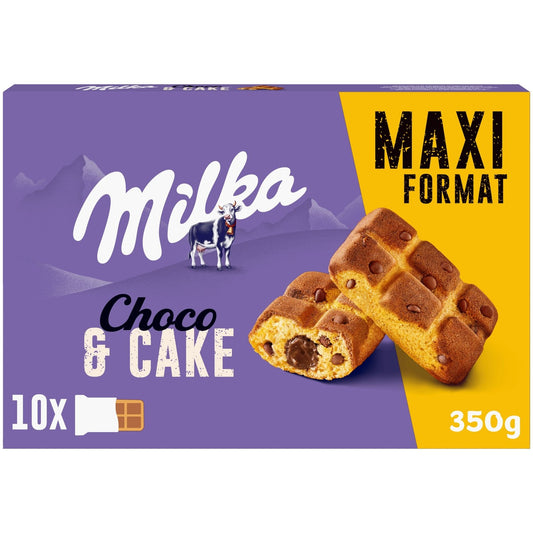 Gâteaux Fourrés au Chocolat et aux Pépites de Chocolat Cake & Choc MILKA La boîte de 10 sachets - 350 g