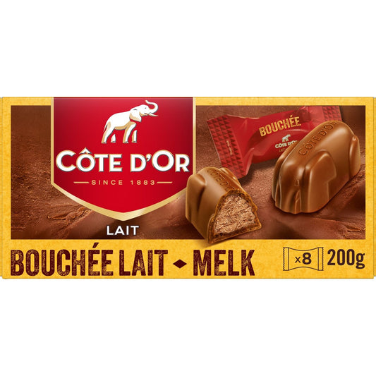 Bouchées Chocolats Lait Praliné COTE D'OR La boîte de 8 sachets - 200 g