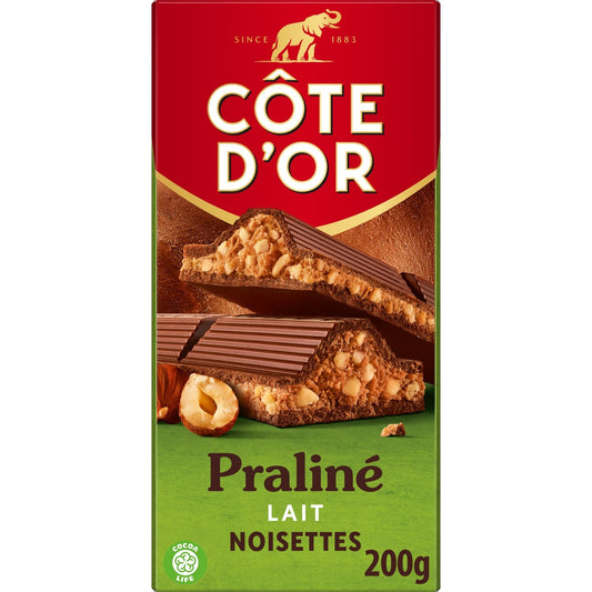 Tablette de Chocolat Lait Noisettes COTE D'OR La tablette de 200 g