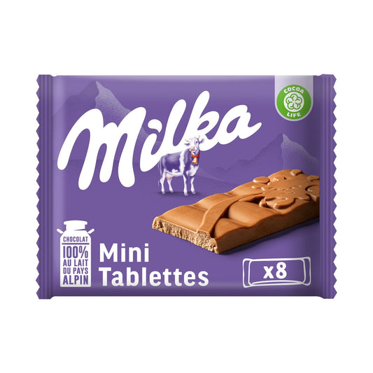 Tablette de Chocolat au Lait Mini Tablettes MILKA Le sachet de 8 barres - 200 g