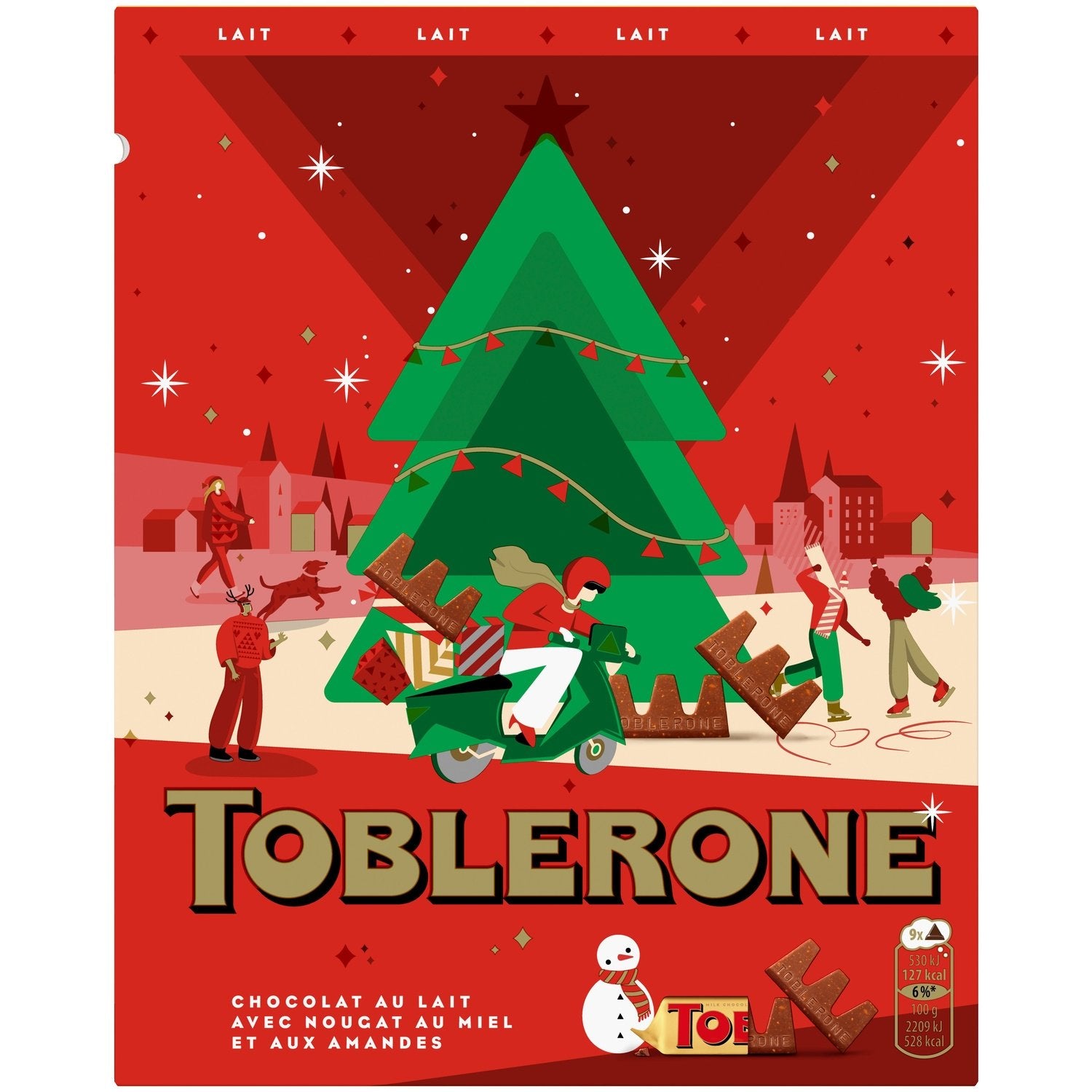 Mini barres de chocolat Lait avec Nougat, Miel et Amandes TOBLERONE - Gamme de Noël 2025 La boîte de 280 g