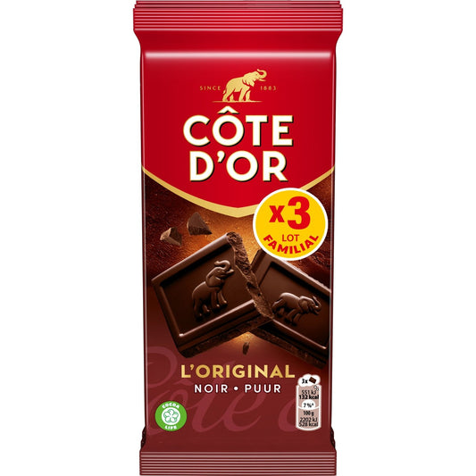 Tablette de Chocolat Noir l'Original COTE D'OR Les 3 tablettes de 100 g