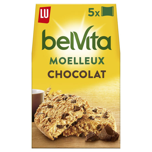 Biscuits Petit Déjeuner Moelleux aux Pépites de Chocolat Belvita LU La boîte de 5 sachets - 250 g