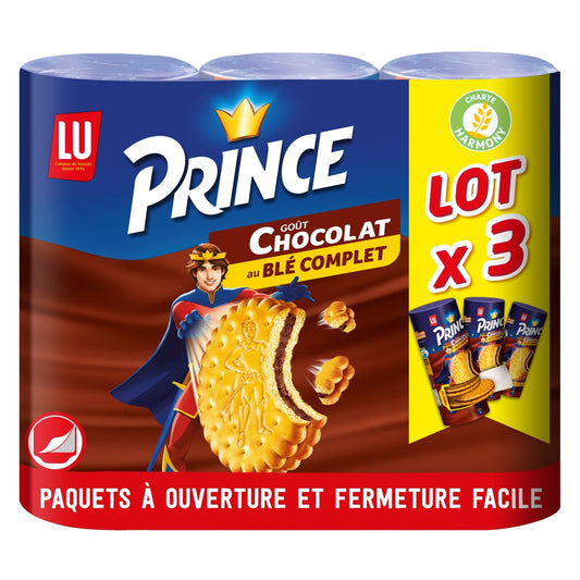 Biscuits Fourrés au Chocolat au Blé Complet Prince LU Les 3 paquets de 300 g