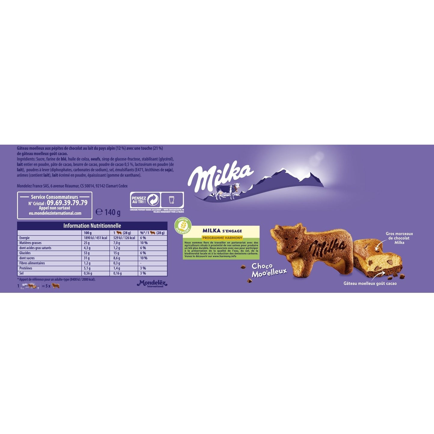 Gâteaux aux Pépites de Chocolat Choco Moelleux MILKA