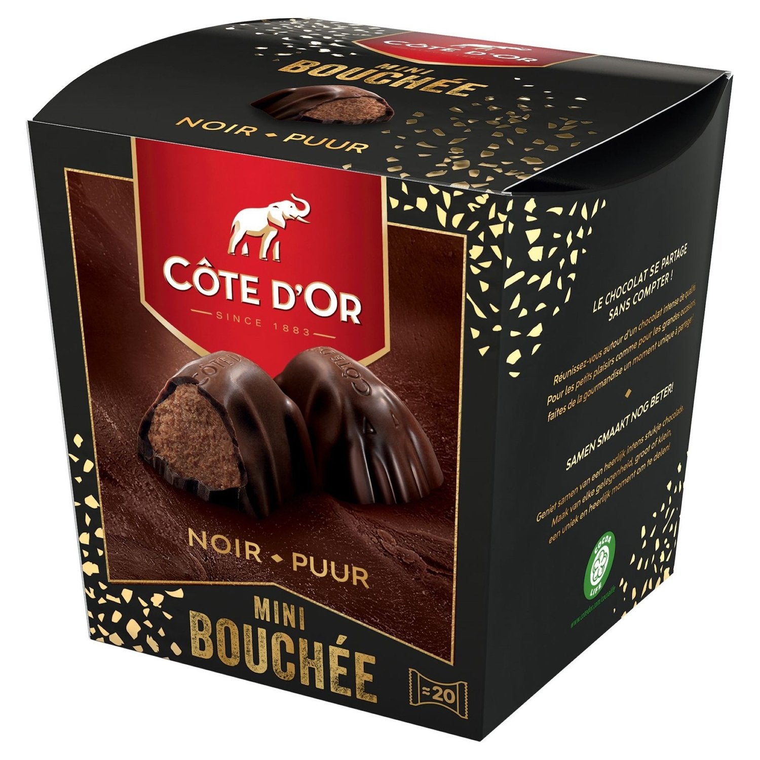 Bouchées de Chocolat Noir Truffé COTE D'OR - Gamme de Noël 2025 la boite de 20 chocolat
