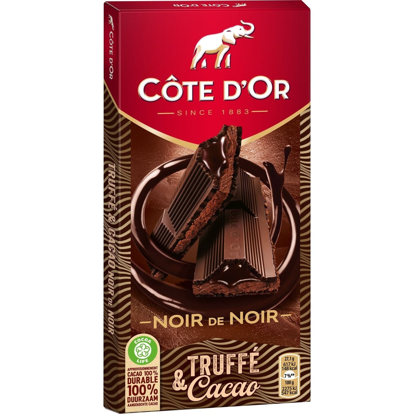 [ANTI-GASPILLAGE] Tablette de Chocolat Noir Truffé et Cacao COTE D'OR - Date de durabilité minimale : 13/03/2025