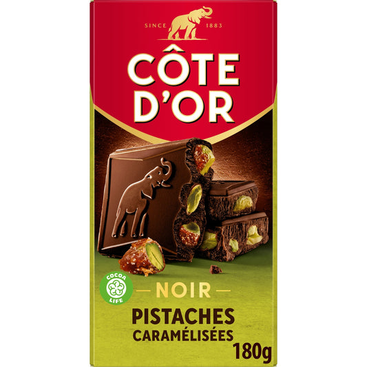 Tablette de Chocolat Noir Pistaches Caramélisées COTE D'OR 