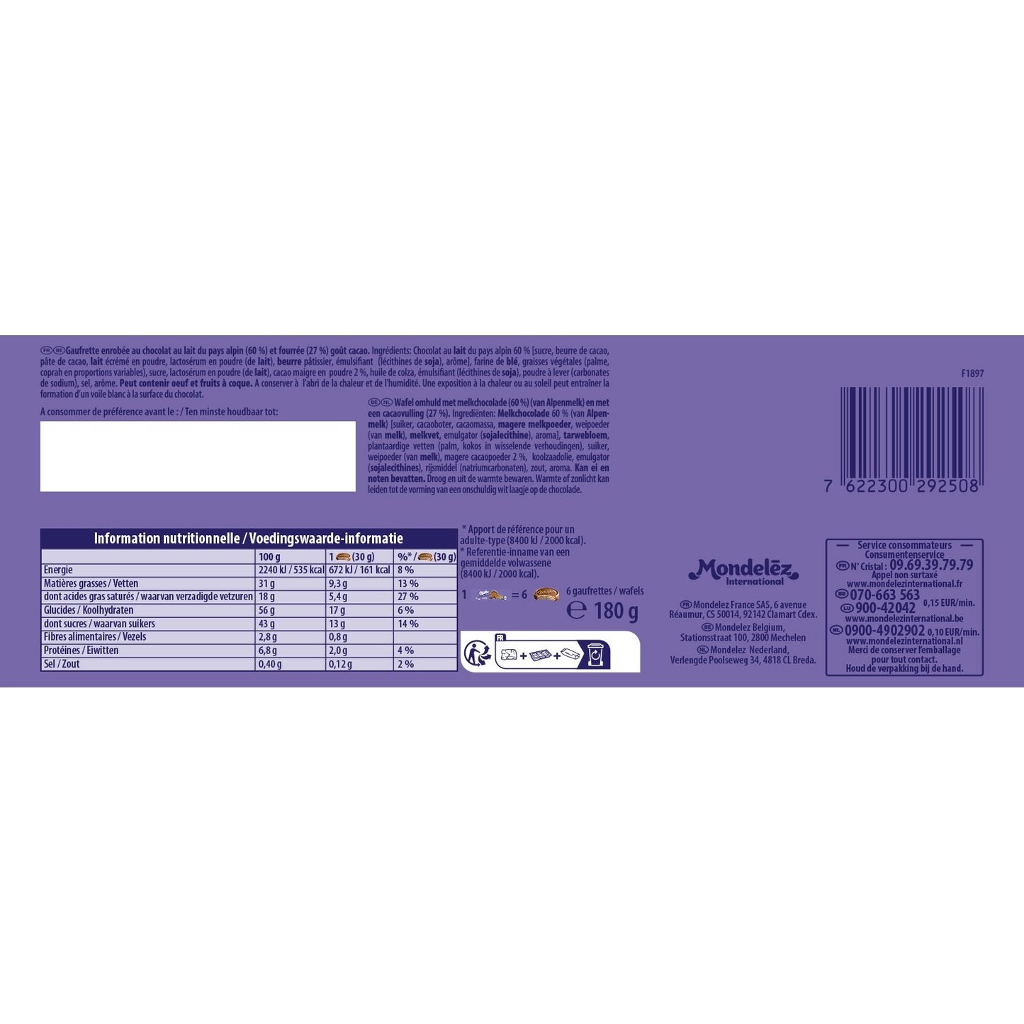 Biscuits Gaufrettes Enrobés au Chocolat au Lait Choco Suprême MILKA