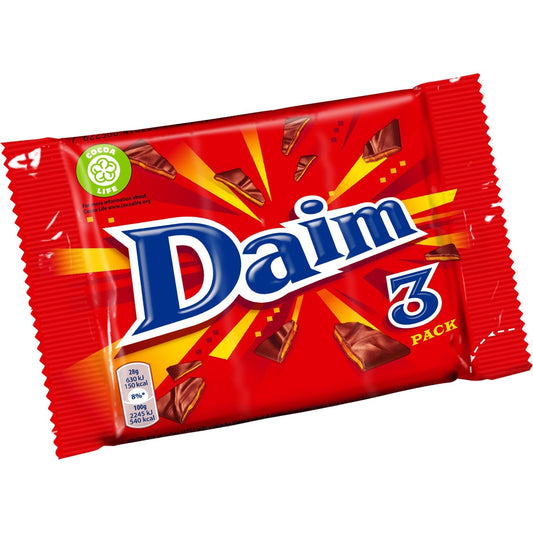Barres Chocolatées Caramel Croquant DAIM le paquet de 3 barres