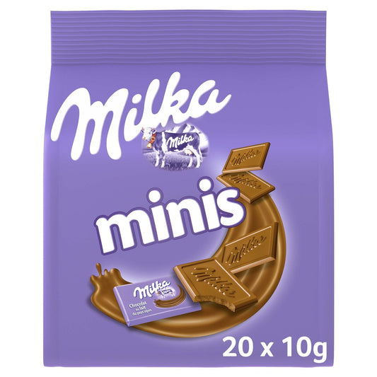 Carrés Chocolats Lait MILKA Le sachet de 20 mignonettes - 200 g