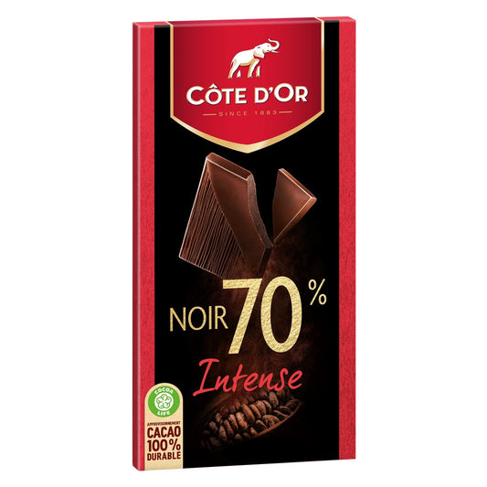 Tablette de Chocolat Noir Intense 70% COTE D'OR La tablette de 100 g