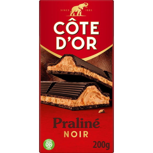 Tablette de Chocolat Noir Praliné COTE D'OR La tablette de 200 g