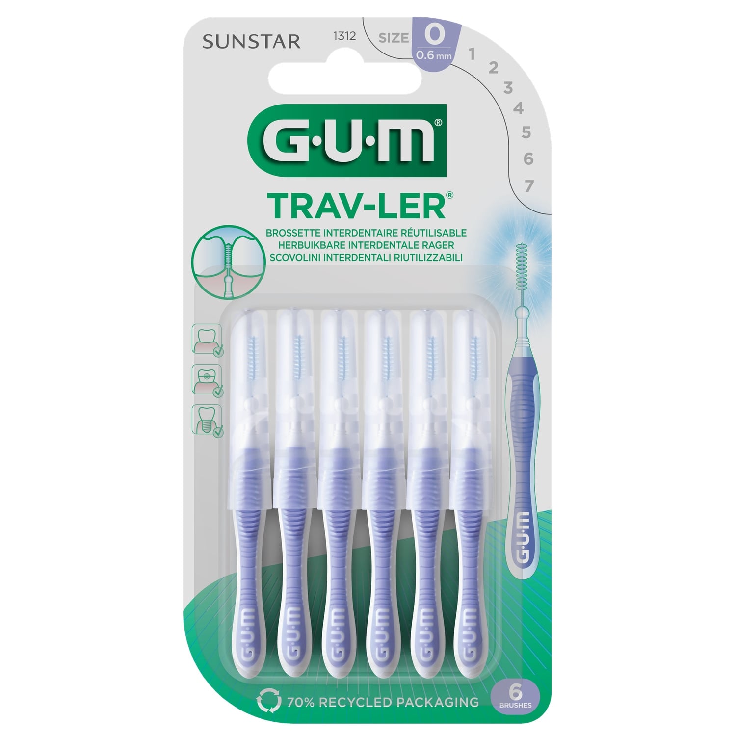Brossettes Indentaires Trav-ler 0.6mm GUM 