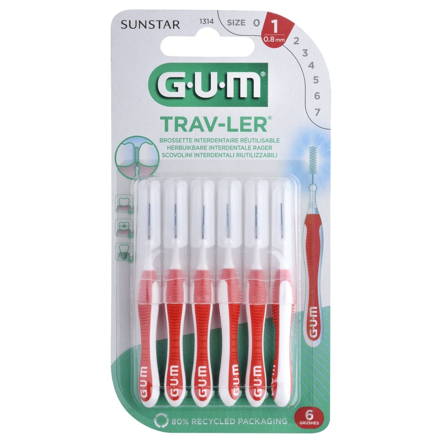 Brossettes Trav-ler 0.8mm Réutilisable GUM 