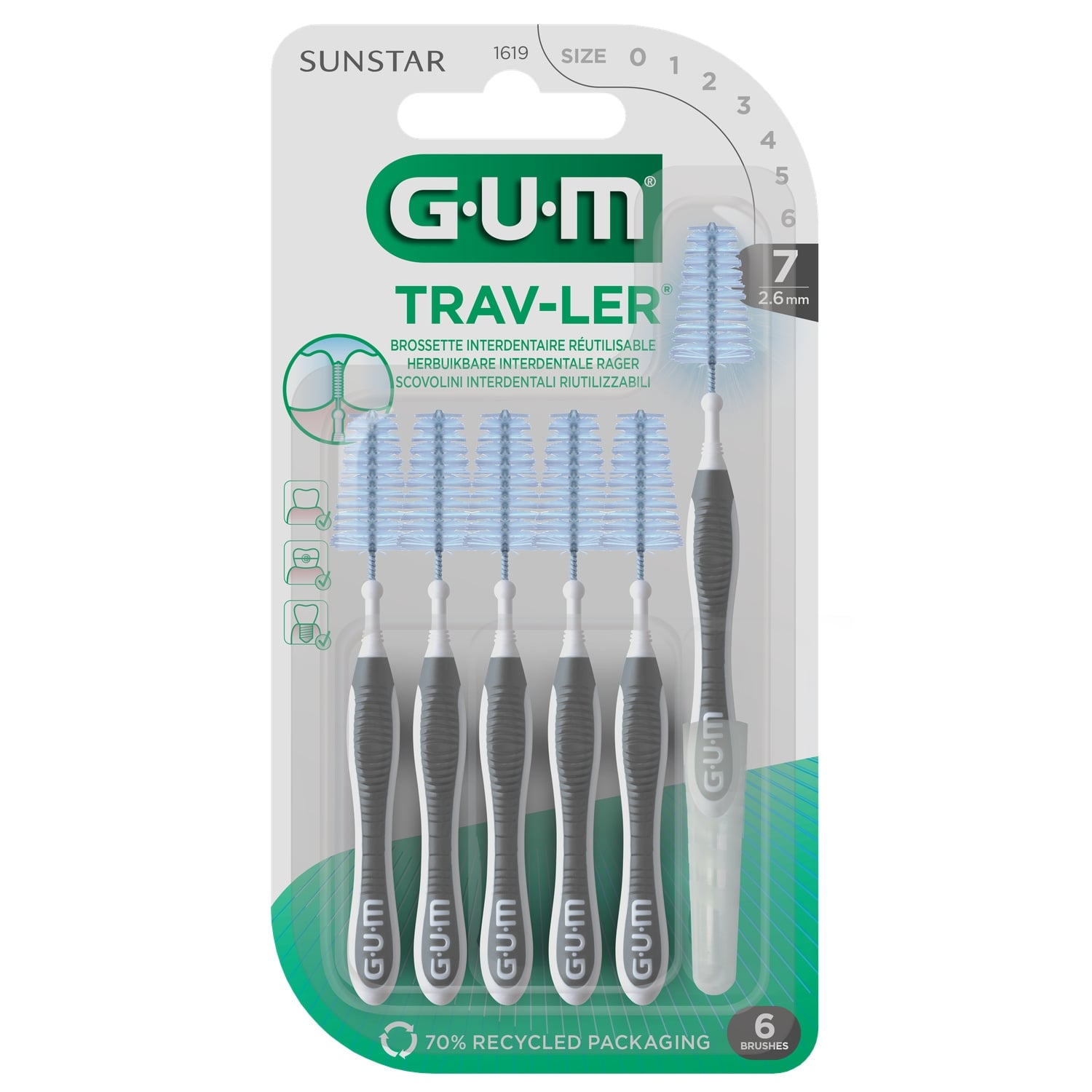 Brossettes interdentaires Trav-ler Réutilisable Taille 7 2.6mm GUM 