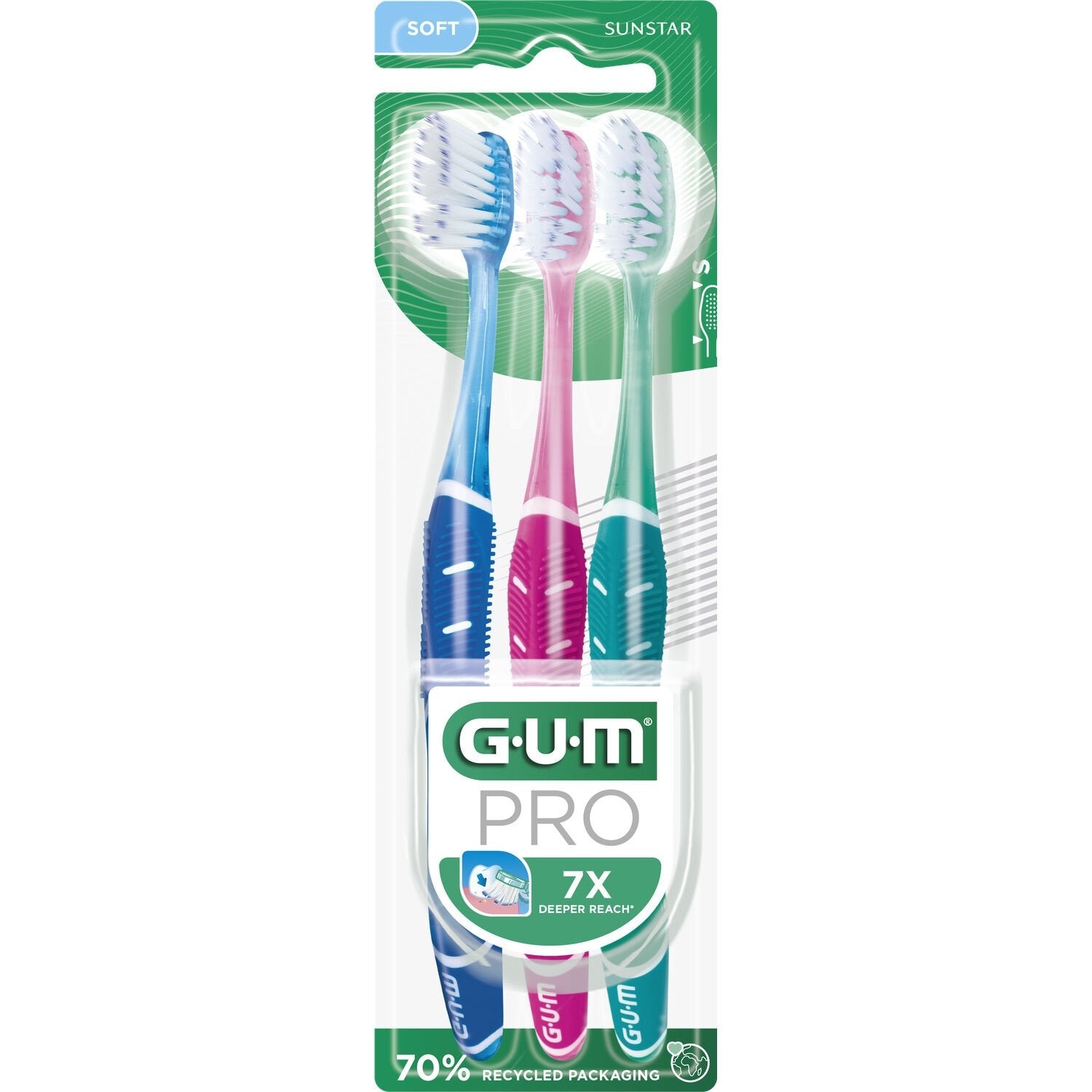 Brosse à Dents Souple Professionnel SUNSTAR le lot de 3 brosses à dents