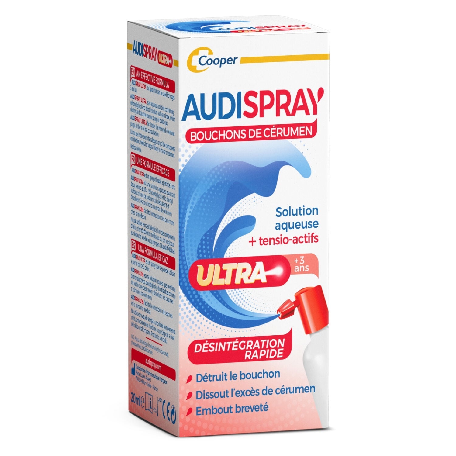 Spray Auriculaire Ultra Dissout et Elimine les Bouchons de Crume AUDISPRAY 