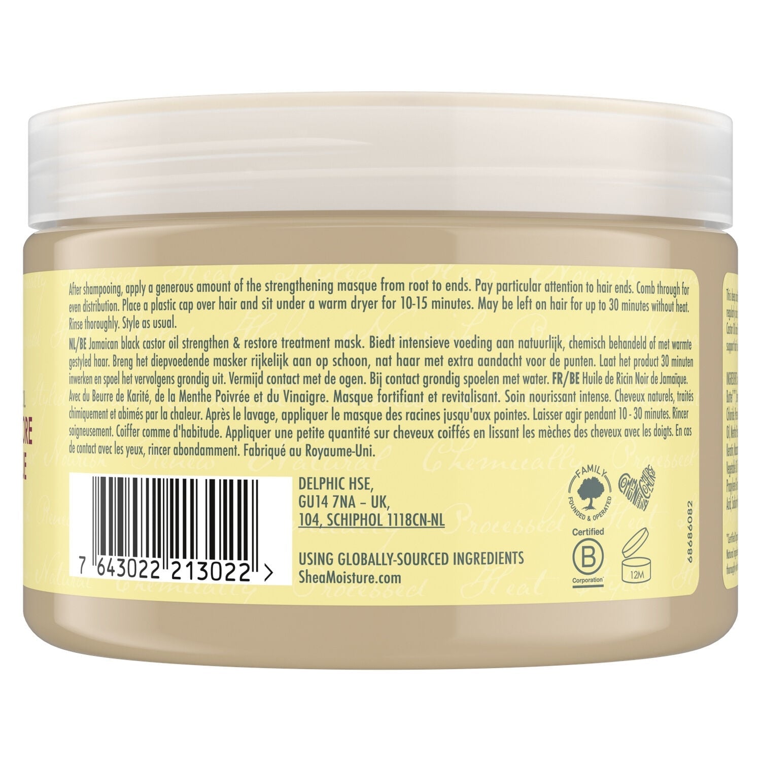 Masque Huile de Ricin Noir de Jamaïque Cheveux Bouclés SHEA MOISTURE 
