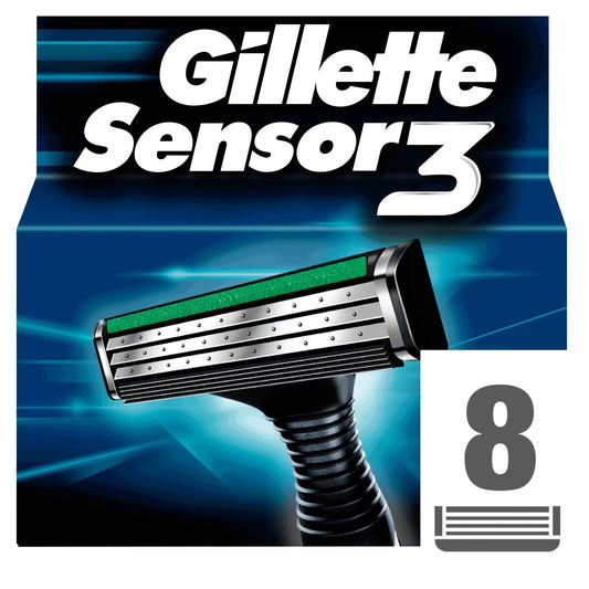 Lames de Rasoir pour Homme Sensor 3 GILLETTE le paquet de 8 lames