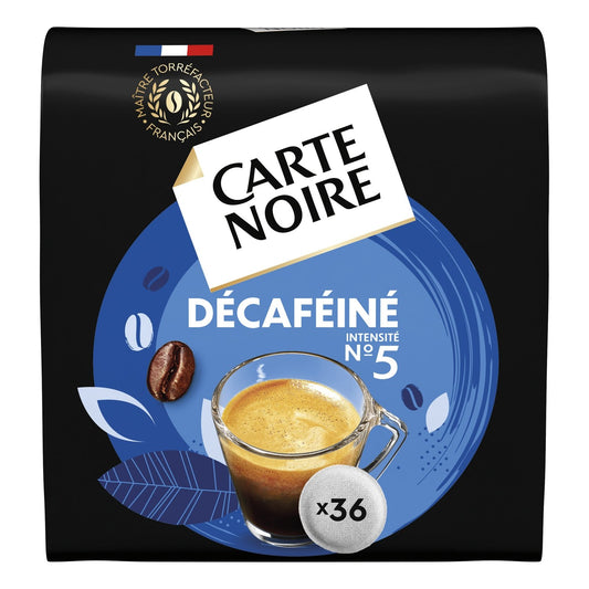Café Dosettes Décaféiné Intensité 5 Compatible Senseo CARTE NOIRE le paquet de 36 dosettes