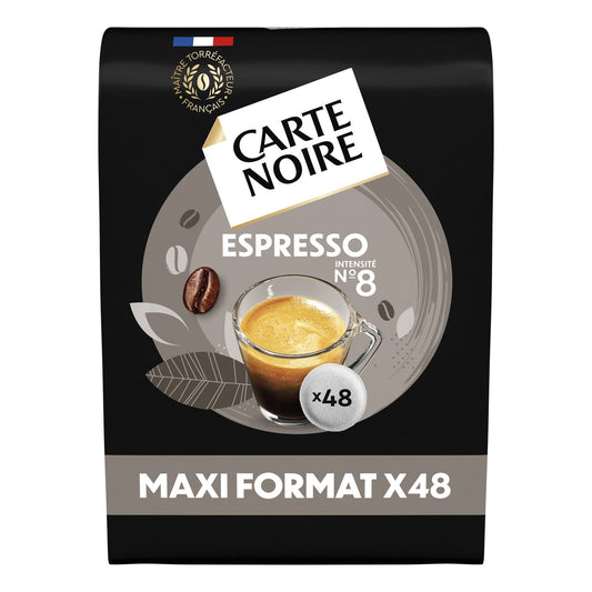 Café Dosettes Espresso Intensité 8 Compatible Senseo CARTE NOIRE le paquet de 48 dosettes