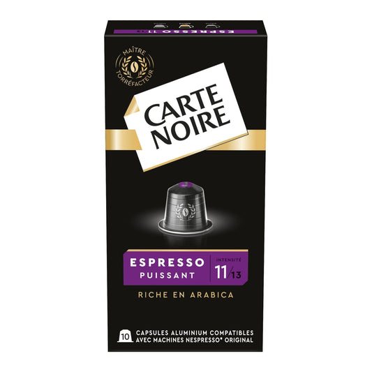 Café Capsules Espresso Intensité 11 Compatible Nespresso CARTE NOIRE la boîte de 10 capsules