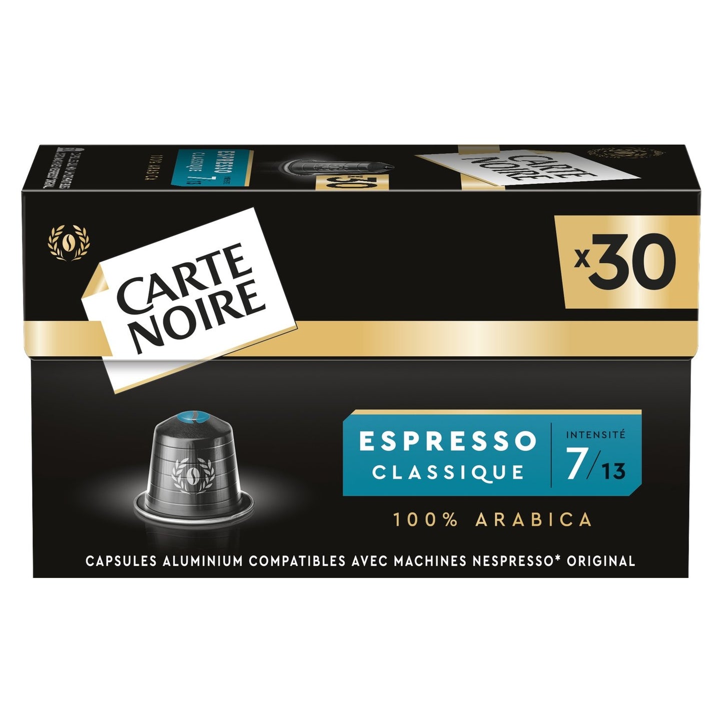 Café Capsules Espresso Classique Intensité 7 Compatible Nespresso CARTE NOIRE la boîte de 30 capsules