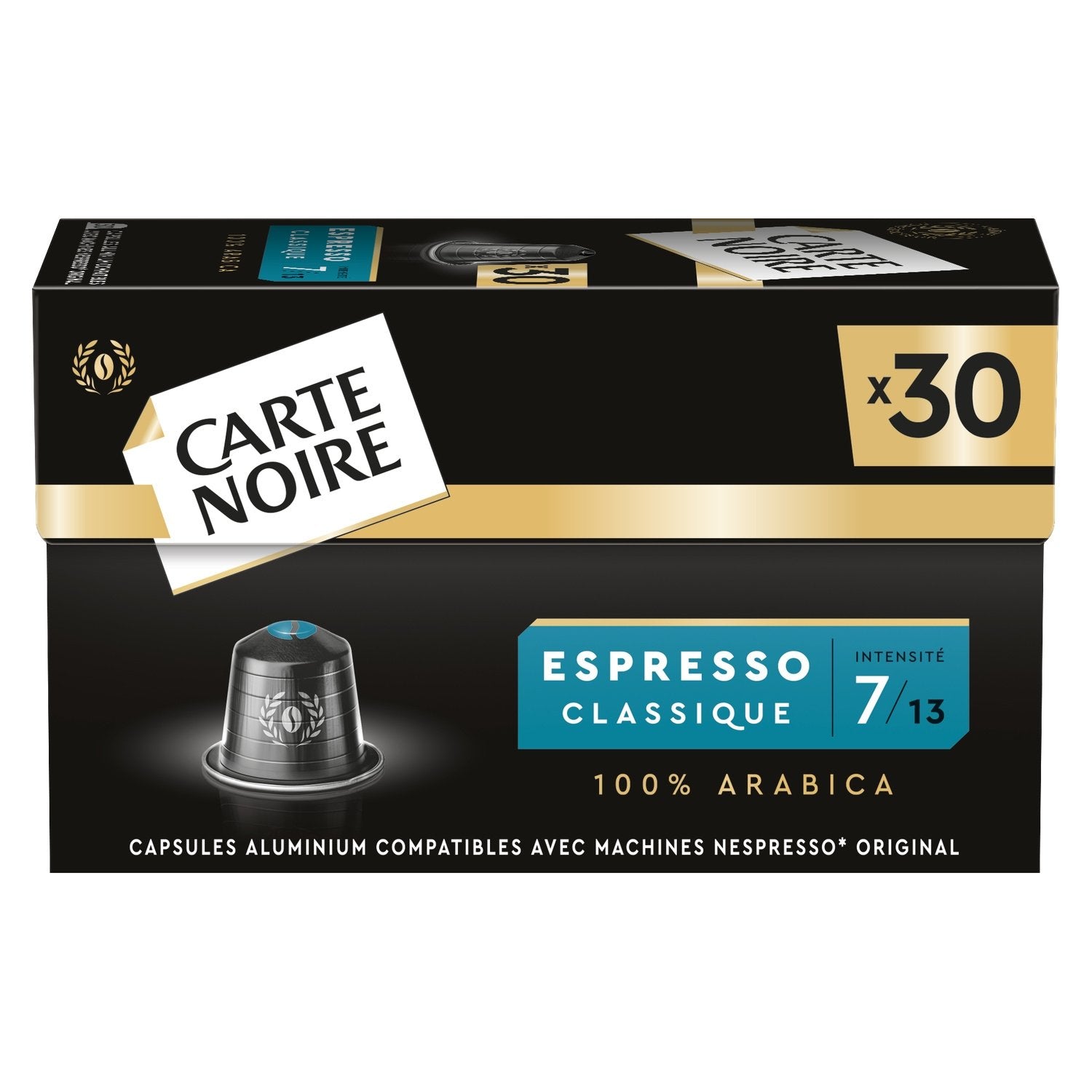 Café Capsules Espresso Classique Intensité 7 Compatible Nespresso CARTE NOIRE la boîte de 30 capsules