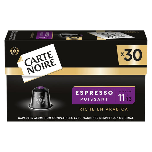 Café Capsules Espresso Intensité 11 Compatible Nespresso CARTE NOIRE la boîte de 30 capsules