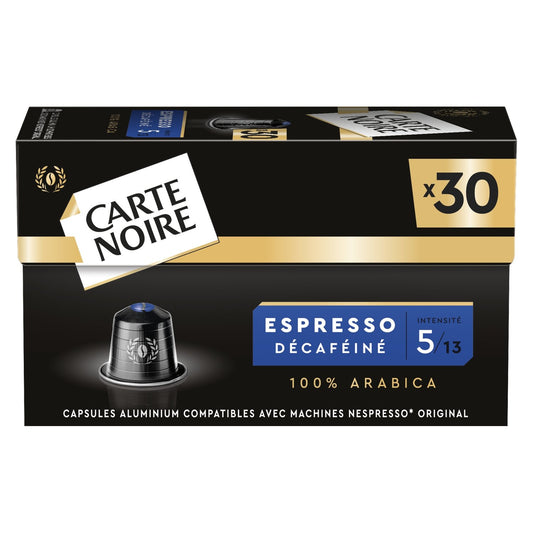 Café Capsules Décaféiné Intensité 5 Compatible Nespresso CARTE NOIRE la boîte de 30 capsules