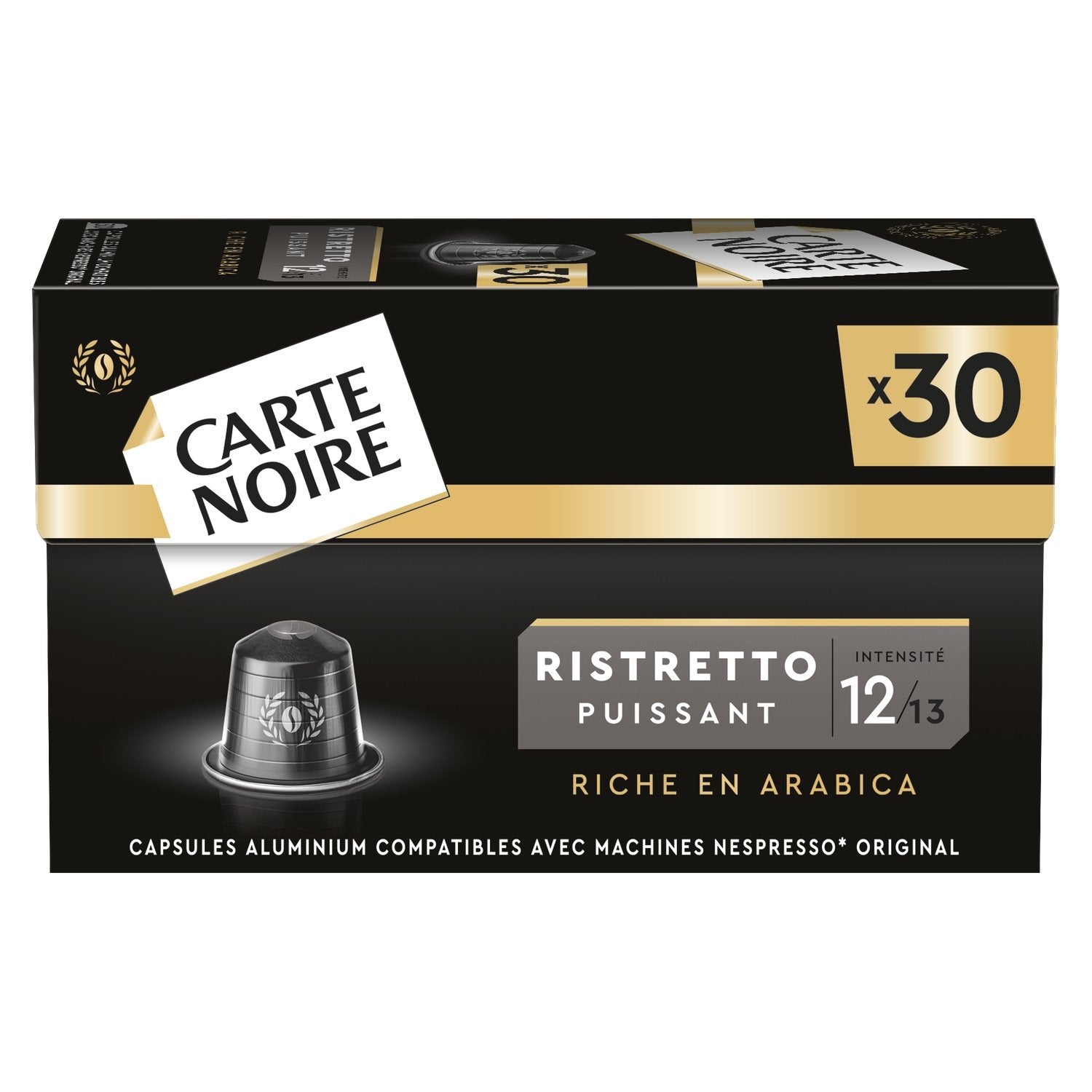 Café Capsules Ristretto Intensité 12 Compatible Nespresso CARTE NOIRE la boîte de 30 capsules
