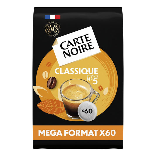 Café Dosettes Classique N°5 100% Arabica Compatible Senseo CARTE NOIRE le paquet de 60 dosettes
