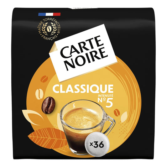 Café Dosettes Classique N°5 Compatible Senseo CARTE NOIRE le paquet de 36 dosettes