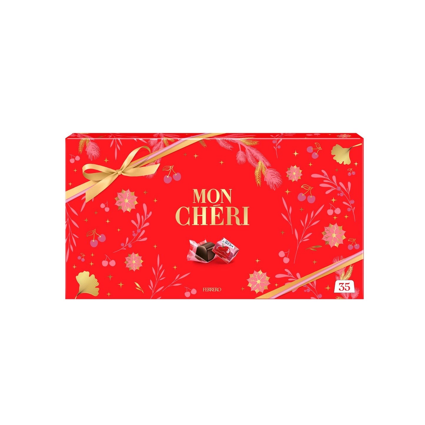 Bouchées de Chocolat Noir Liqueur Cerise MON CHERI - Gamme de Noël 2025 Boîte 35 pièces - 367g