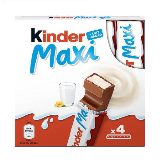 Barre Chocolatée Chocolat au Lait KINDER MAXI 4 barres - 84g