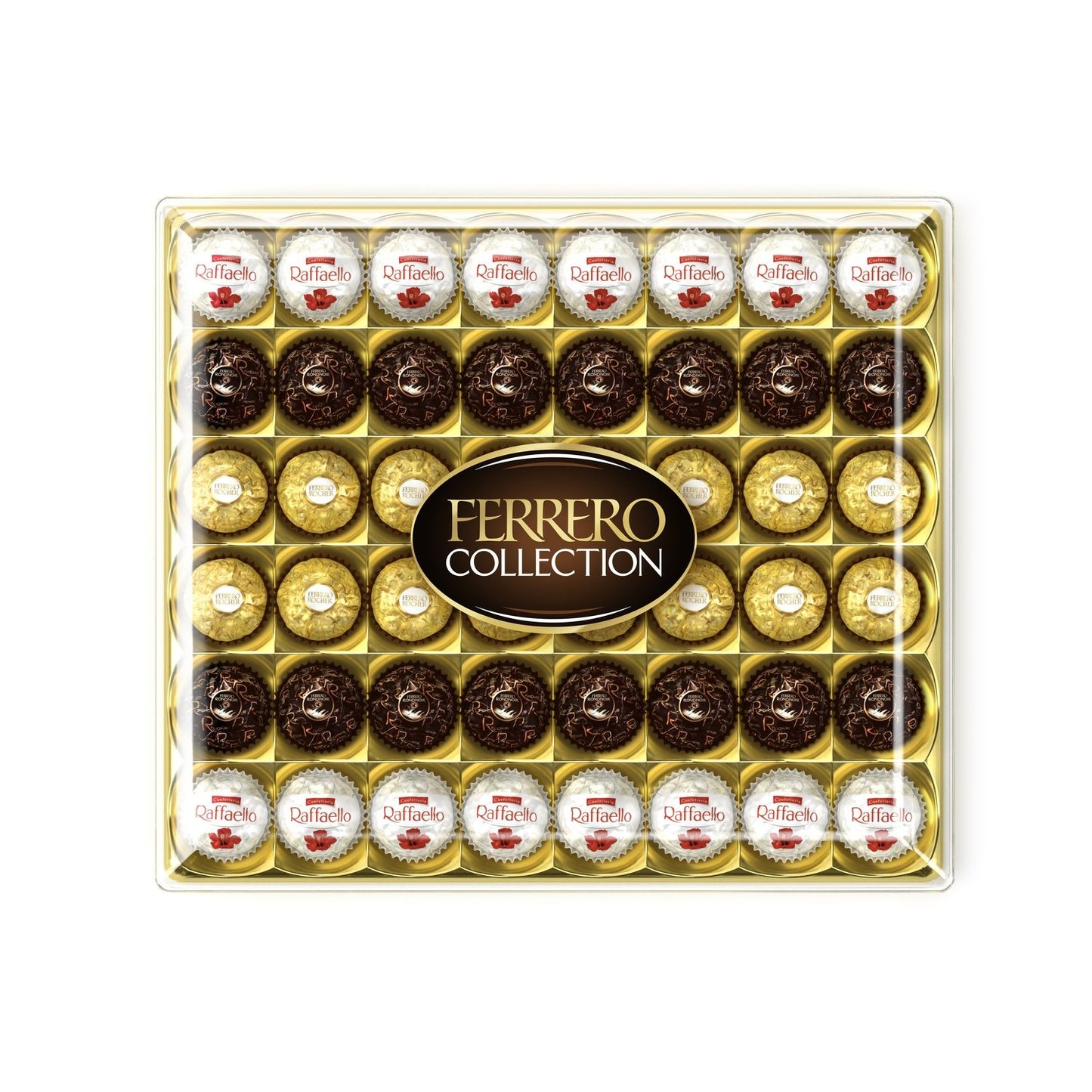Assortiment de Chocolats Lait et Noisettes, Noix de Coco et Chocolat Noir FERRERO COLLECTION - Gamme de Noël 2025 Boïte de 48 pièces - 518g