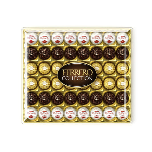 Assortiment de Chocolats Lait et Noisettes, Noix de Coco et Chocolat Noir FERRERO COLLECTION - Gamme de Noël 2025 Boïte de 48 pièces - 518g