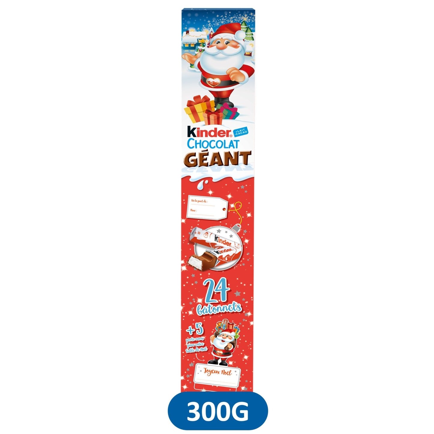 Bâtonnets de Chocolat Géant KINDER - Gamme de Noël 2025 la boîte de 300g