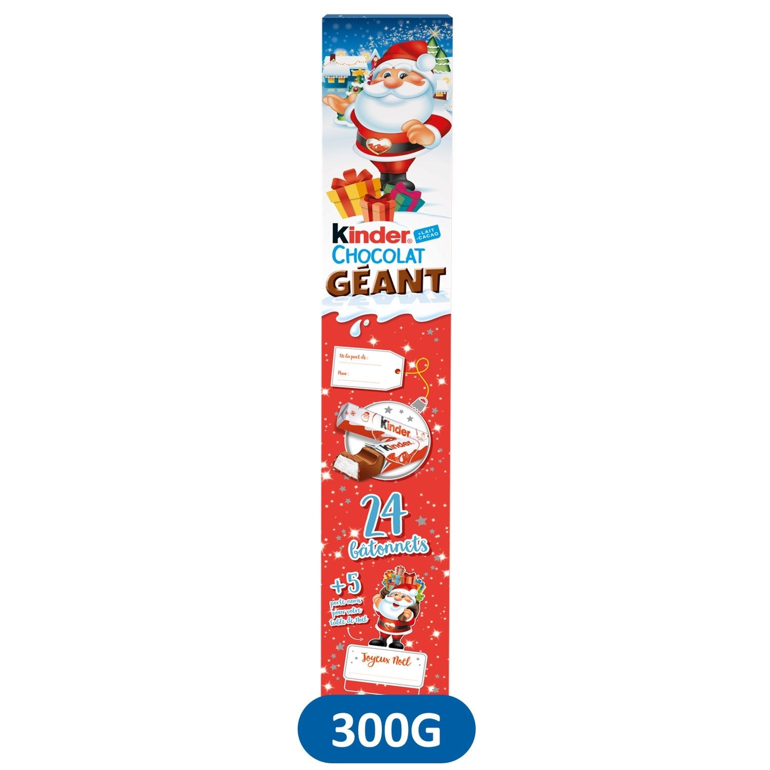 Bâtonnets de Chocolat Géant KINDER - Gamme de Noël 2025 la boîte de 300g