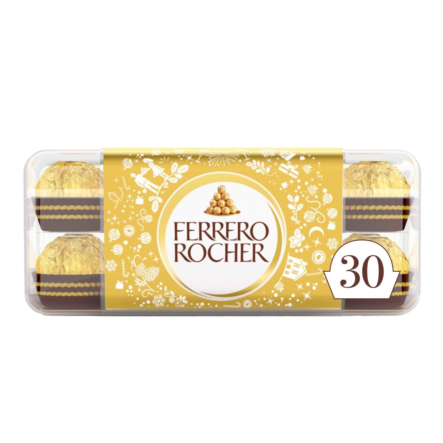 Bouchées de Chocolat Lait Noisettes et Gaufrette FERRERO ROCHER - Gamme de Noël 2025 Boîte 30 pièces - 375g